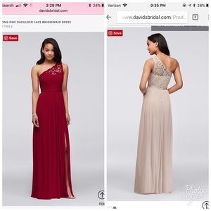 Long One shoulder Lace Dress-Red